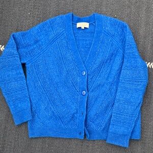 Sézane Blue Knit Button-Up Cardigan Sweater